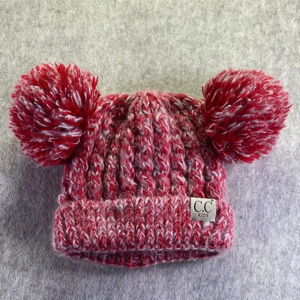 C.C Kids Red and White Pom-Pom Hat